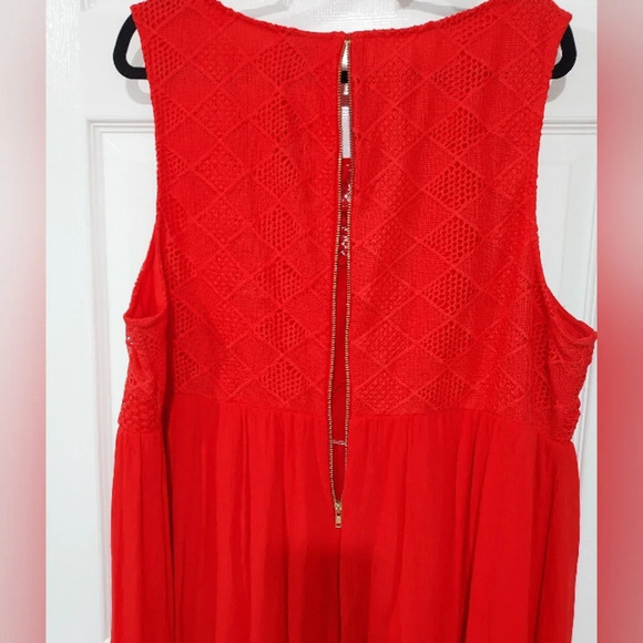 NWT Torrid Scarlett Red Crochet Lace Crinkle Gauze Sleeveless Dress in Size 26 - Picture 10 of 14